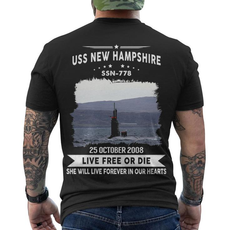 Uss New Hampshire Ssn  Men's Crewneck Short Sleeve Back Print T-shirt