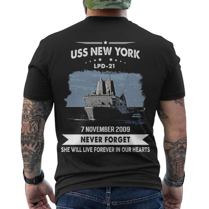 Uss New York Lpd  Men's Crewneck Short Sleeve Back Print T-shirt