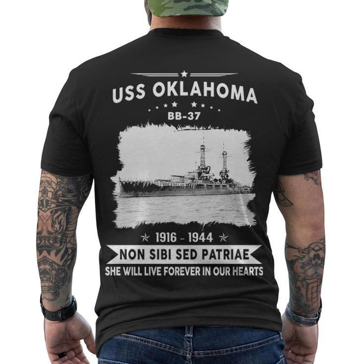 Uss Oklahoma Bb  Men's Crewneck Short Sleeve Back Print T-shirt