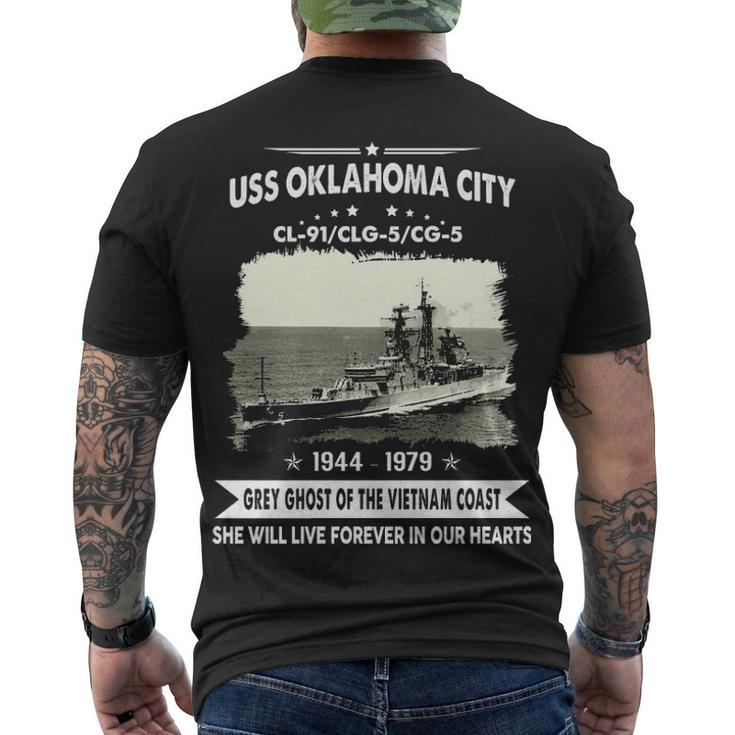 Uss Oklahoma City Clg 5 Cl  Men's Crewneck Short Sleeve Back Print T-shirt