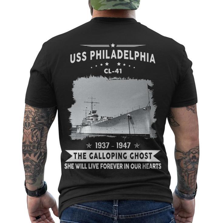 Uss Philadelphia Cl  Men's Crewneck Short Sleeve Back Print T-shirt