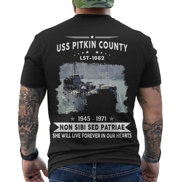 Uss Pitkin County Lst  Men's Crewneck Short Sleeve Back Print T-shirt