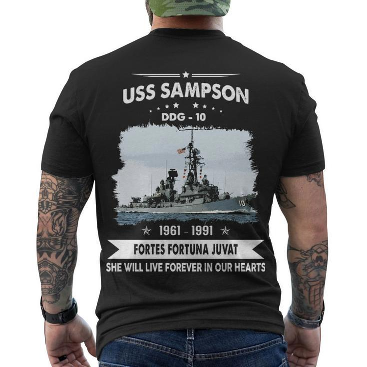 Uss Sampson Ddg  Men's Crewneck Short Sleeve Back Print T-shirt