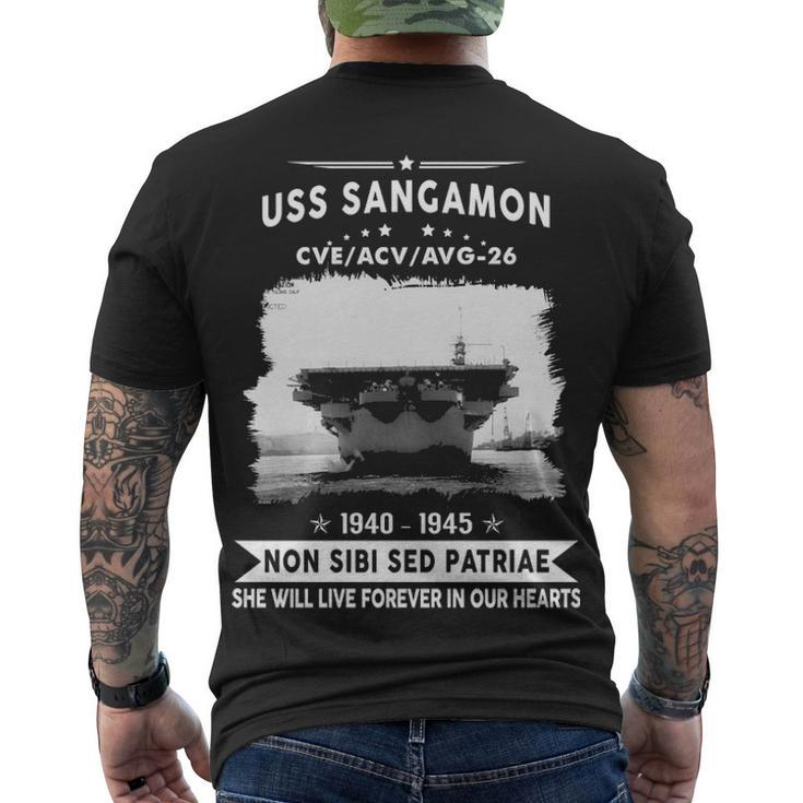 Uss Sangamon Cve  Men's Crewneck Short Sleeve Back Print T-shirt