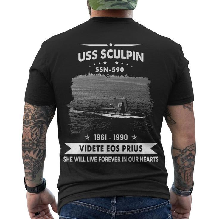 Uss Sculpin Ssn  Men's Crewneck Short Sleeve Back Print T-shirt