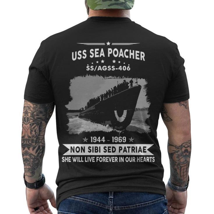 Uss Sea Poacher Ss 406 Agss  Men's Crewneck Short Sleeve Back Print T-shirt