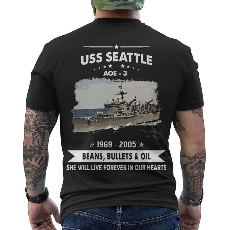 Uss Seattle Aoe  V2 Men's Crewneck Short Sleeve Back Print T-shirt