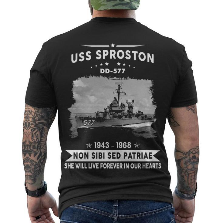 Uss Sproston Dd  Men's Crewneck Short Sleeve Back Print T-shirt