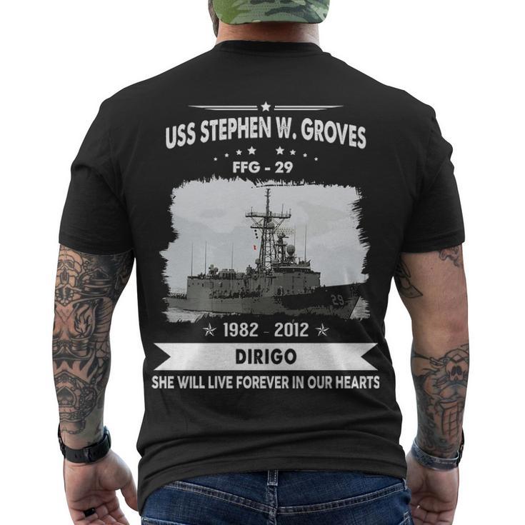 Uss Stephen W Groves Ffg  Men's Crewneck Short Sleeve Back Print T-shirt