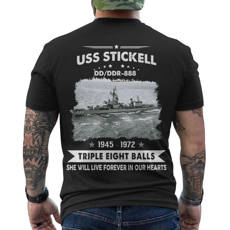Uss Stickell Ddr 888 Dd  Men's Crewneck Short Sleeve Back Print T-shirt