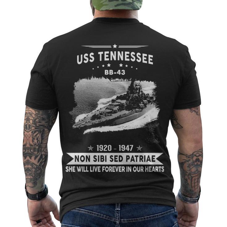 Uss Tennessee Bb  Men's Crewneck Short Sleeve Back Print T-shirt