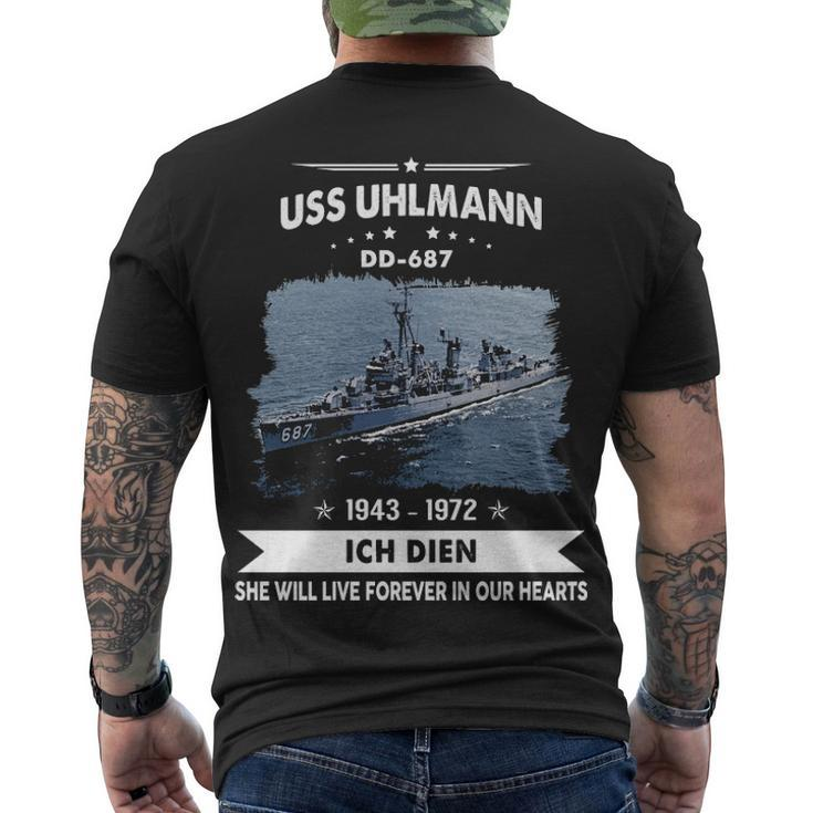 Uss Uhlmann Dd  Men's Crewneck Short Sleeve Back Print T-shirt