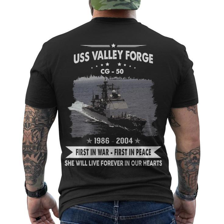 Uss Valley Forge Cg  Men's Crewneck Short Sleeve Back Print T-shirt
