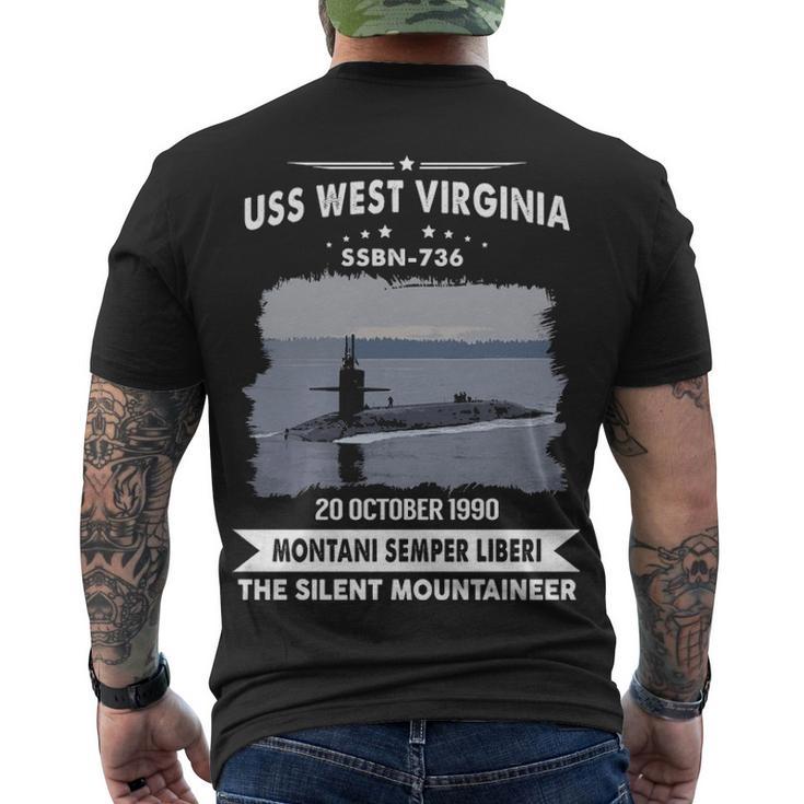 Uss West Virginia Ssbn  Men's Crewneck Short Sleeve Back Print T-shirt