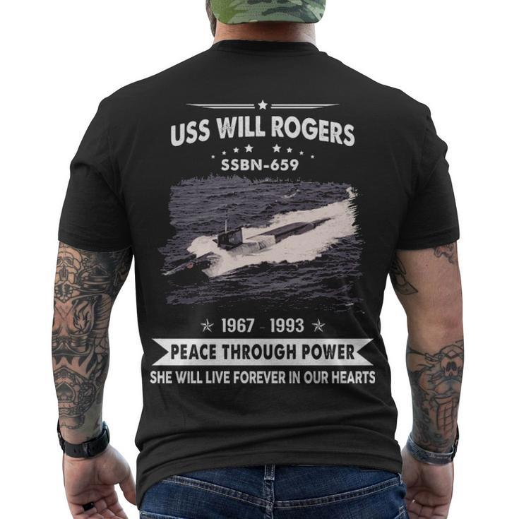 Uss Will Rogers Ssbn  Men's Crewneck Short Sleeve Back Print T-shirt