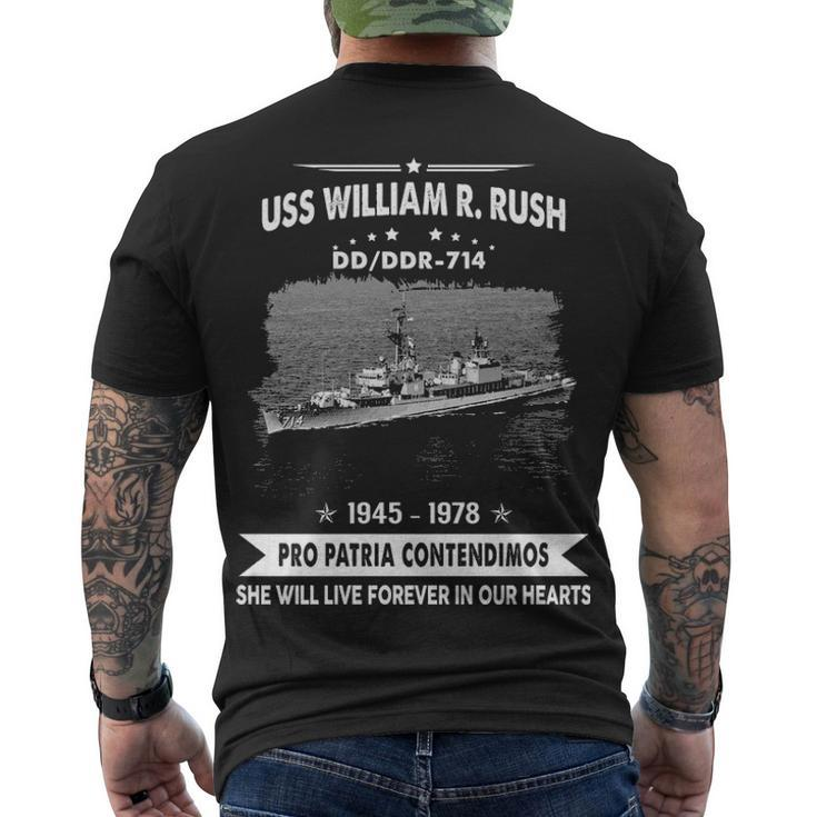 Uss William R Rush Dd 714 Ddr  Men's Crewneck Short Sleeve Back Print T-shirt