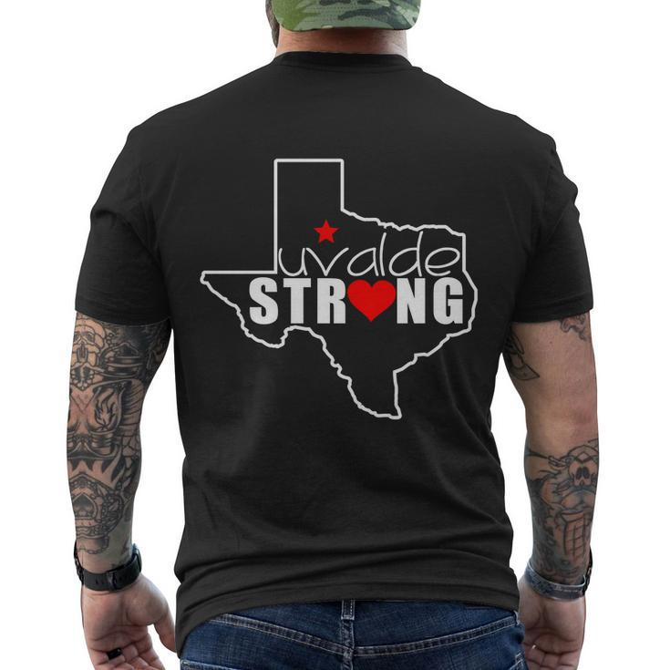 Uvalde Strong Texas Map Heart Tshirt Men's Crewneck Short Sleeve Back Print T-shirt
