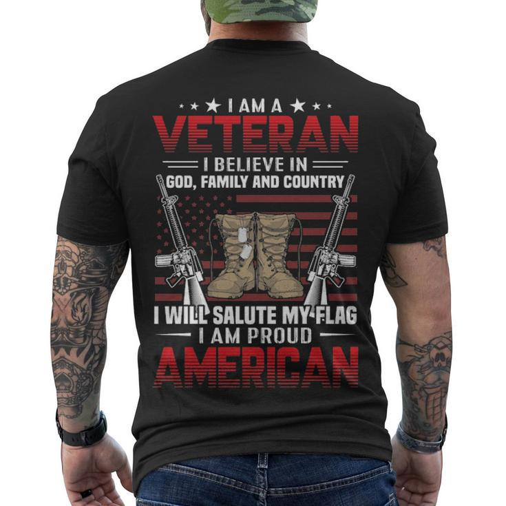 I Am A Veteran I Believe In Food And Country And Also I Am A Proud American Men's T-shirt Back Print
