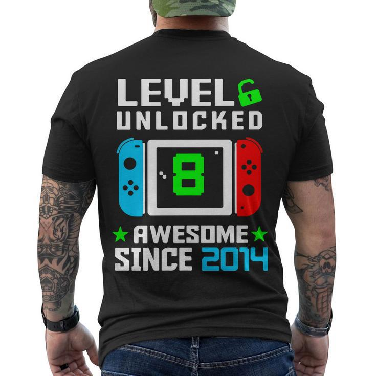 Video Game Level 8 Unlocked 8Th Birthday Men's Crewneck Short Sleeve Back Print T-shirt