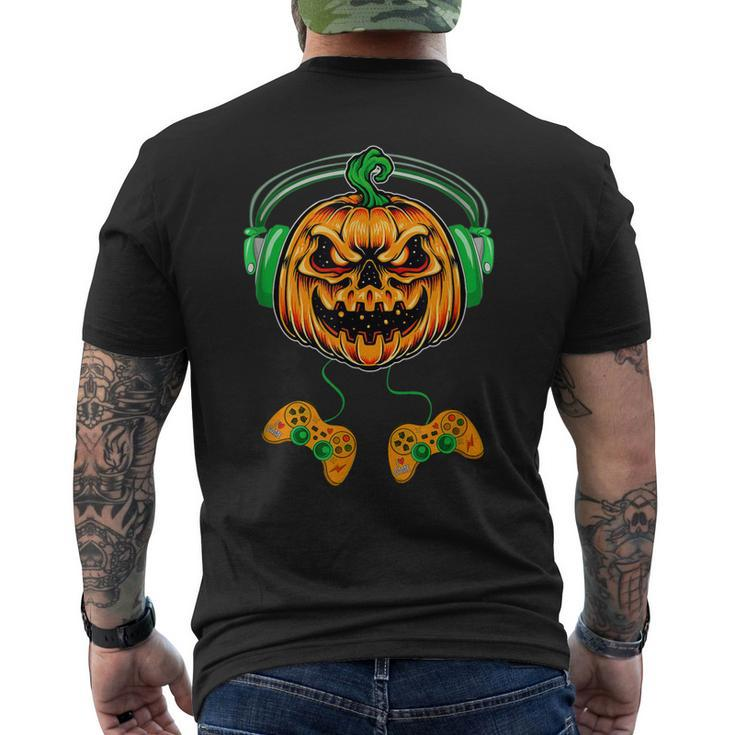 Video Games Halloween Jack O Lantern Gamer Boys Men's T-shirt Back Print