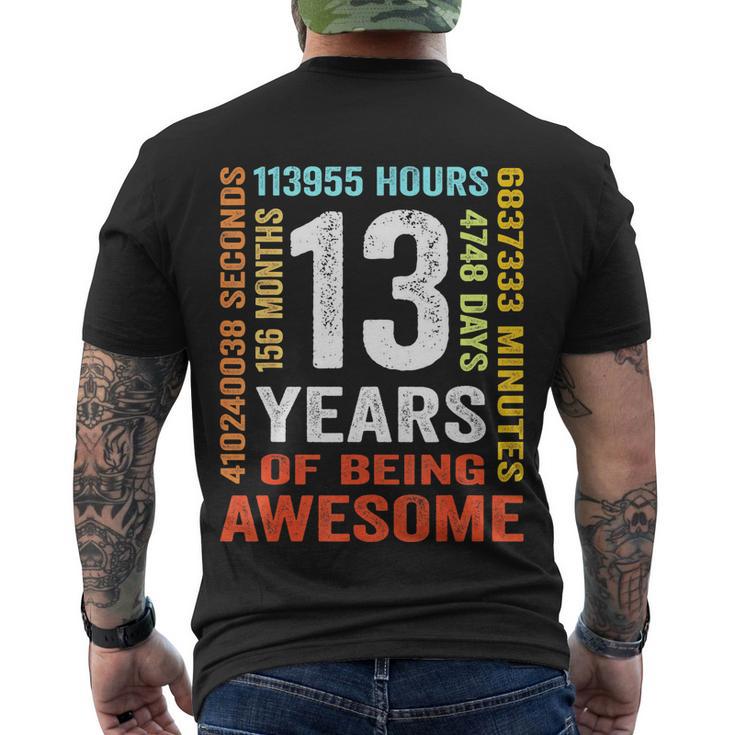 Vintage 13Th Birthday Shirt Gift 13 Years Old Being Awesome Men's Crewneck Short Sleeve Back Print T-shirt