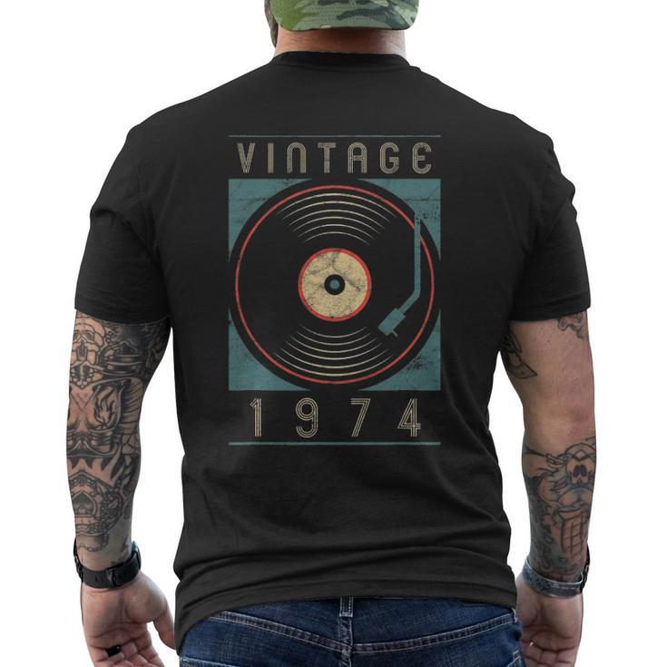 Vintage 1974 Vinyl Retro Turntable Birthday Dj For Him Men's Back Print T-shirt