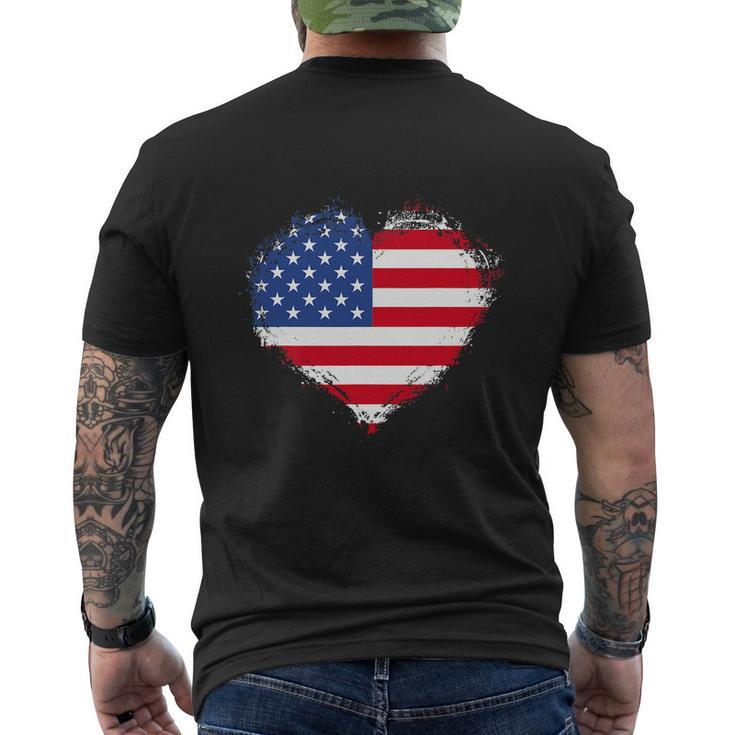 Vintage 4Th Of July Fourth Usa Patriotic Heart Men's Crewneck Short Sleeve Back Print T-shirt
