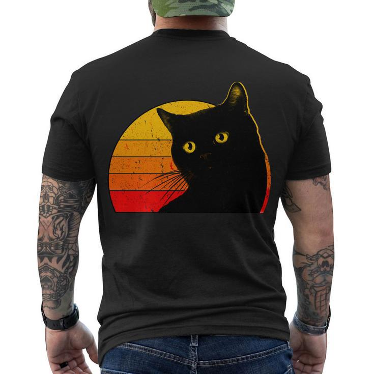 Vintage 80S Style Black Cat Retro Sun Men's Crewneck Short Sleeve Back Print T-shirt