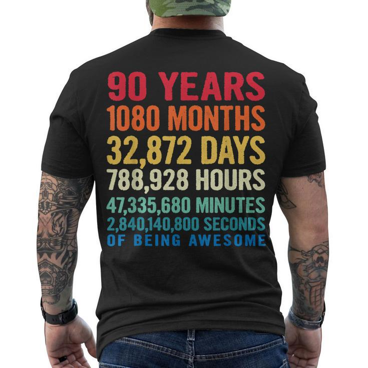 Vintage 90 Years Of Being Awesome Unique 90Th Birthday Men's T-shirt Back Print