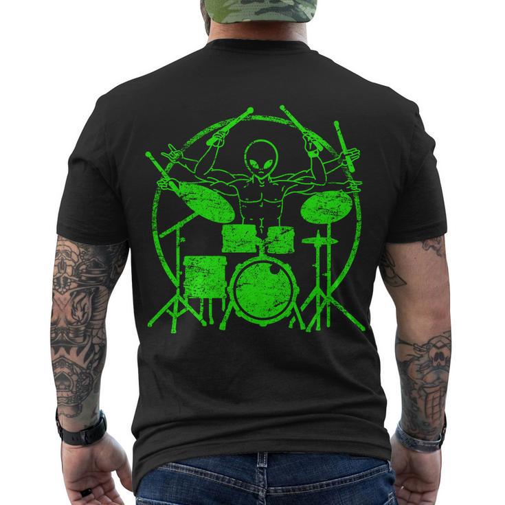 Vintage Alien Drummer Men's Crewneck Short Sleeve Back Print T-shirt