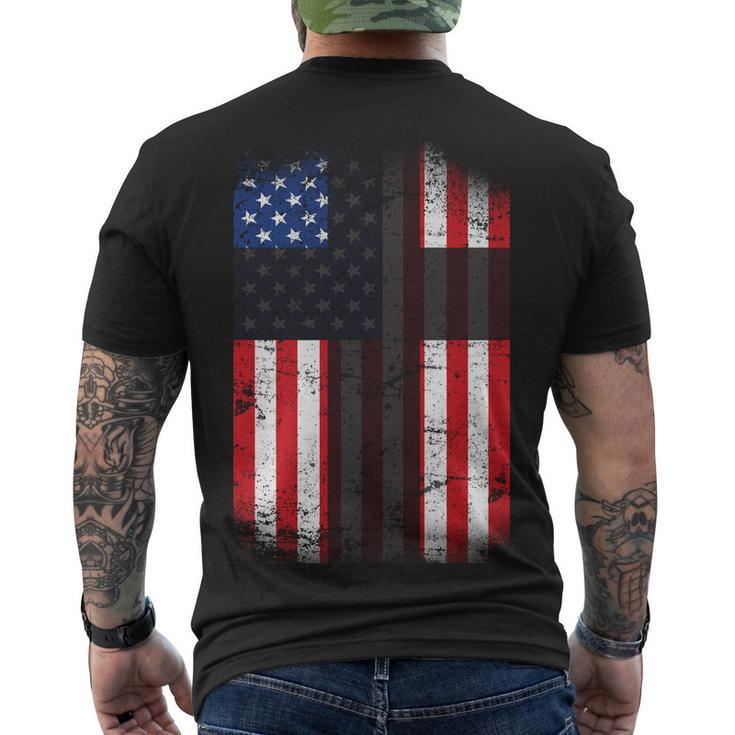 Vintage American Cross Flag Tshirt Men's Crewneck Short Sleeve Back Print T-shirt
