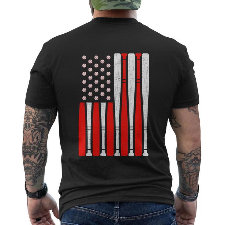 Vintage American Flag Baseball For 4Th Of July Men's Crewneck Short Sleeve Back Print T-shirt