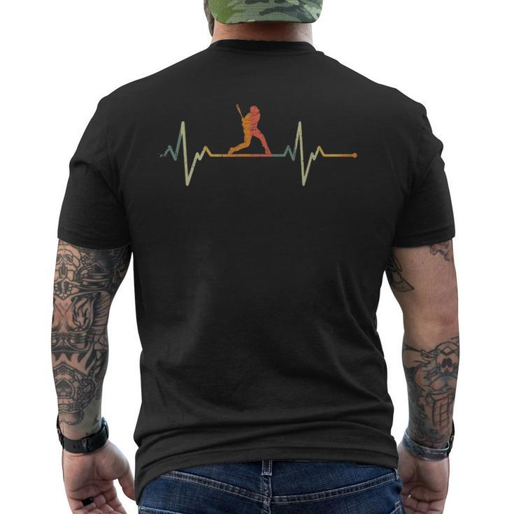 Vintage Baseball Player Heartbeat Baseball Men's Back Print T-shirt