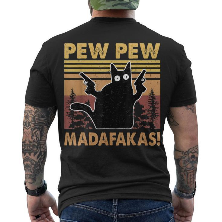 Vintage Black Cat Pew Pew Madafakas Crazy Cat Lovers V2 Men's T-shirt Back Print