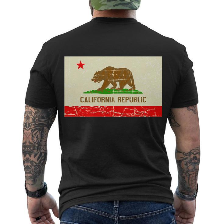 Vintage California Republic Flag Men's Crewneck Short Sleeve Back Print T-shirt