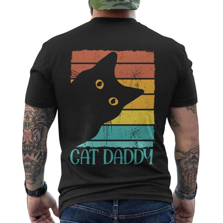 Vintage Cat Daddy Funny Cat Lover Gift Cat Dad Fathers Men's Crewneck Short Sleeve Back Print T-shirt