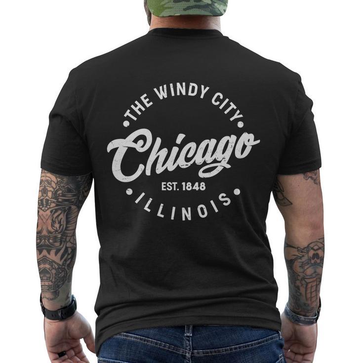 Vintage Chicago The Windy City Illinois Est  Men's Crewneck Short Sleeve Back Print T-shirt