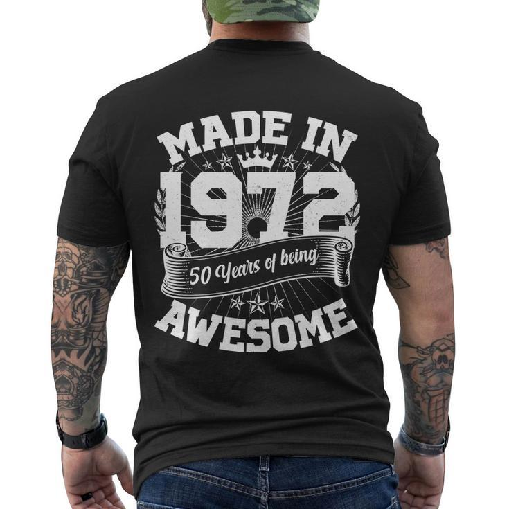 Vintage Crown Made In 1972 50 Years Of Being Awesome 50Th Birthday Men's Crewneck Short Sleeve Back Print T-shirt