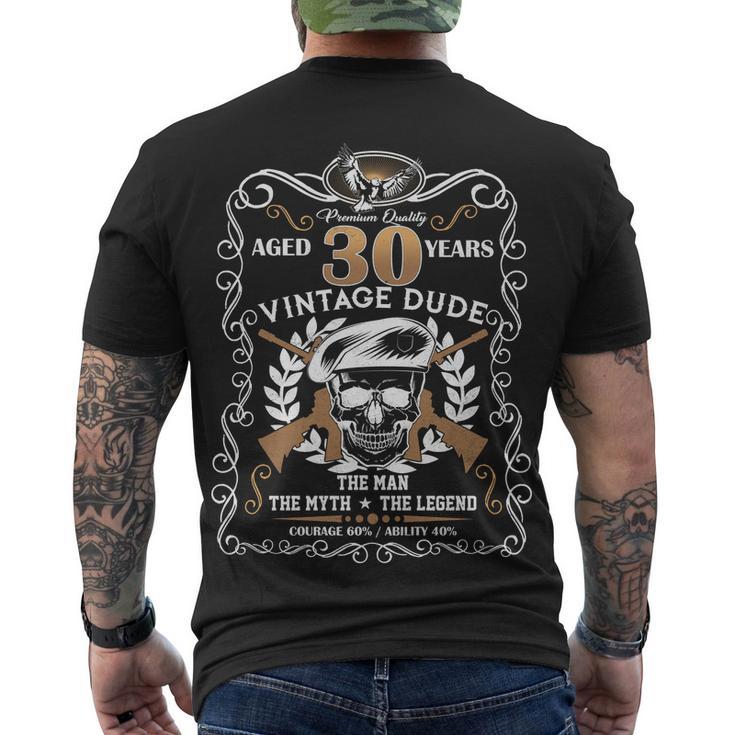 Vintage Dude Aged 30 Years Man Myth Legend 30Th Birthday Tshirt Men's Crewneck Short Sleeve Back Print T-shirt