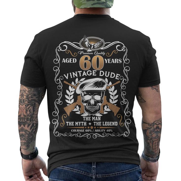 Vintage Dude Aged 60 Years Man Myth Legend 60Th Birthday Tshirt Men's Crewneck Short Sleeve Back Print T-shirt