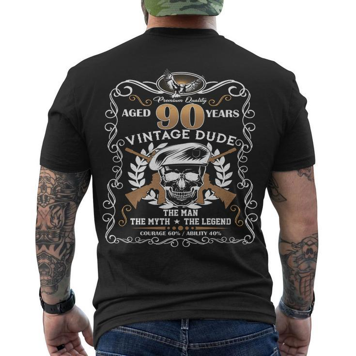 Vintage Dude Aged 90 Years Man Myth Legend 90Th Birthday Men's Crewneck Short Sleeve Back Print T-shirt