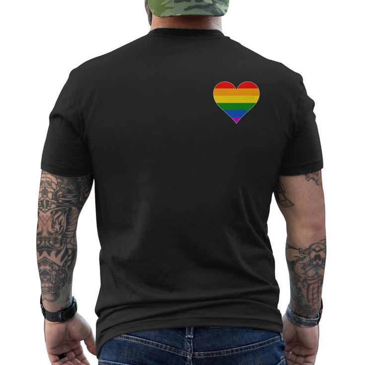 Vintage Gay Pride Pocket Rainbow Heart Tshirt Men's Crewneck Short Sleeve Back Print T-shirt