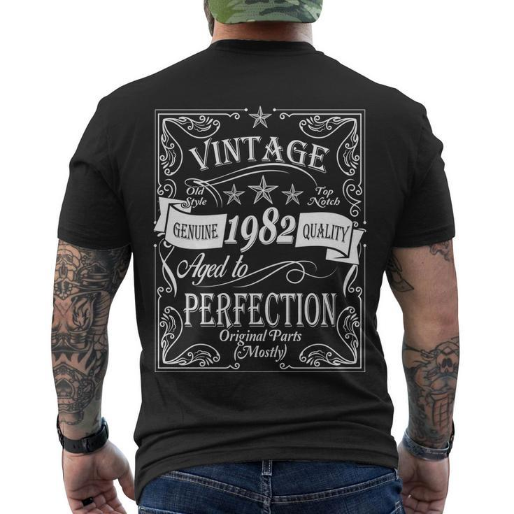Vintage Genuine Quality 1982 Original Parts Mostly 40Th Birthday Men's Crewneck Short Sleeve Back Print T-shirt