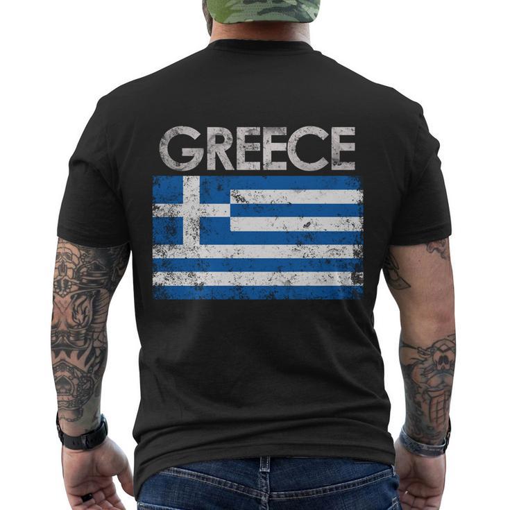 Vintage Greece Greek Flag Pride Gift Men's Crewneck Short Sleeve Back Print T-shirt