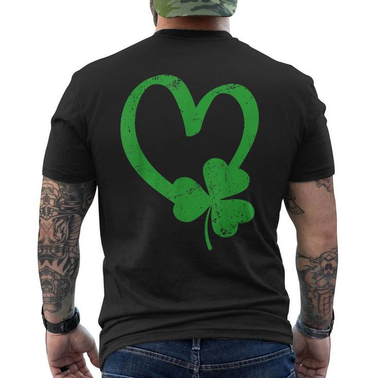 Vintage Happy St Patricks Day Irish Lucky Shamrock Heart Men's T-shirt Back Print