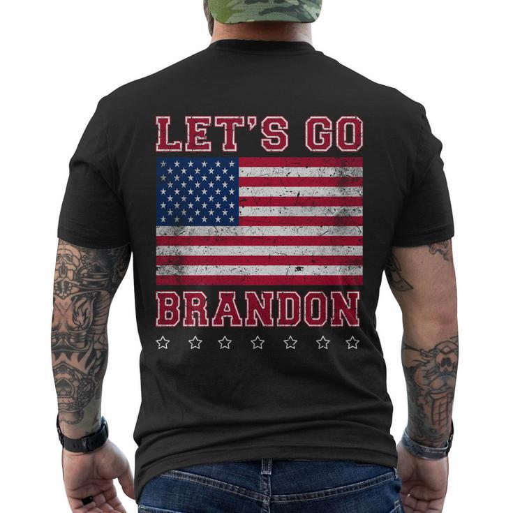 Vintage Lets Go Brandon American Flag Tshirt Men's Crewneck Short Sleeve Back Print T-shirt
