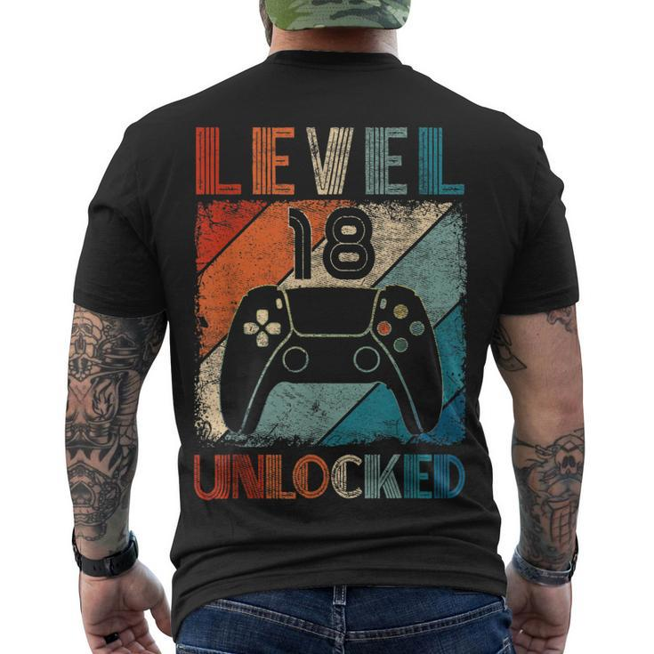 Vintage Level 18 Unlocked Video Gamer 18Th Birthday Men's T-shirt Back Print