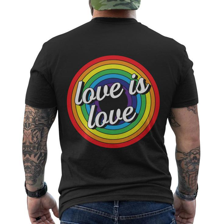 Vintage Love Is Love Rainbow Pride Month Men's Crewneck Short Sleeve Back Print T-shirt
