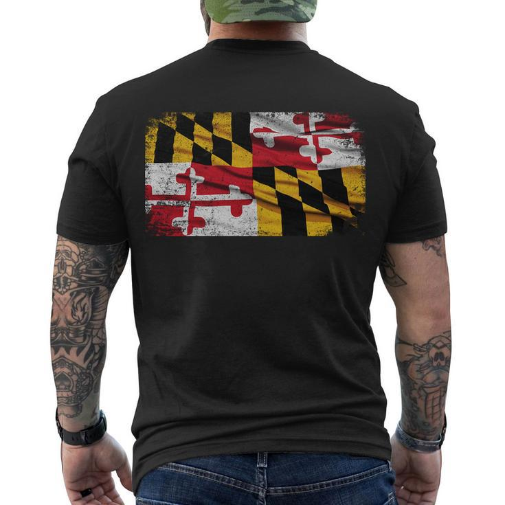 Vintage Maryland Flag Men's Crewneck Short Sleeve Back Print T-shirt