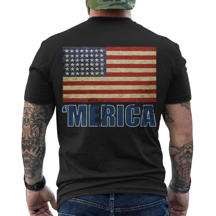Vintage Merica Flag Tshirt Men's Crewneck Short Sleeve Back Print T-shirt